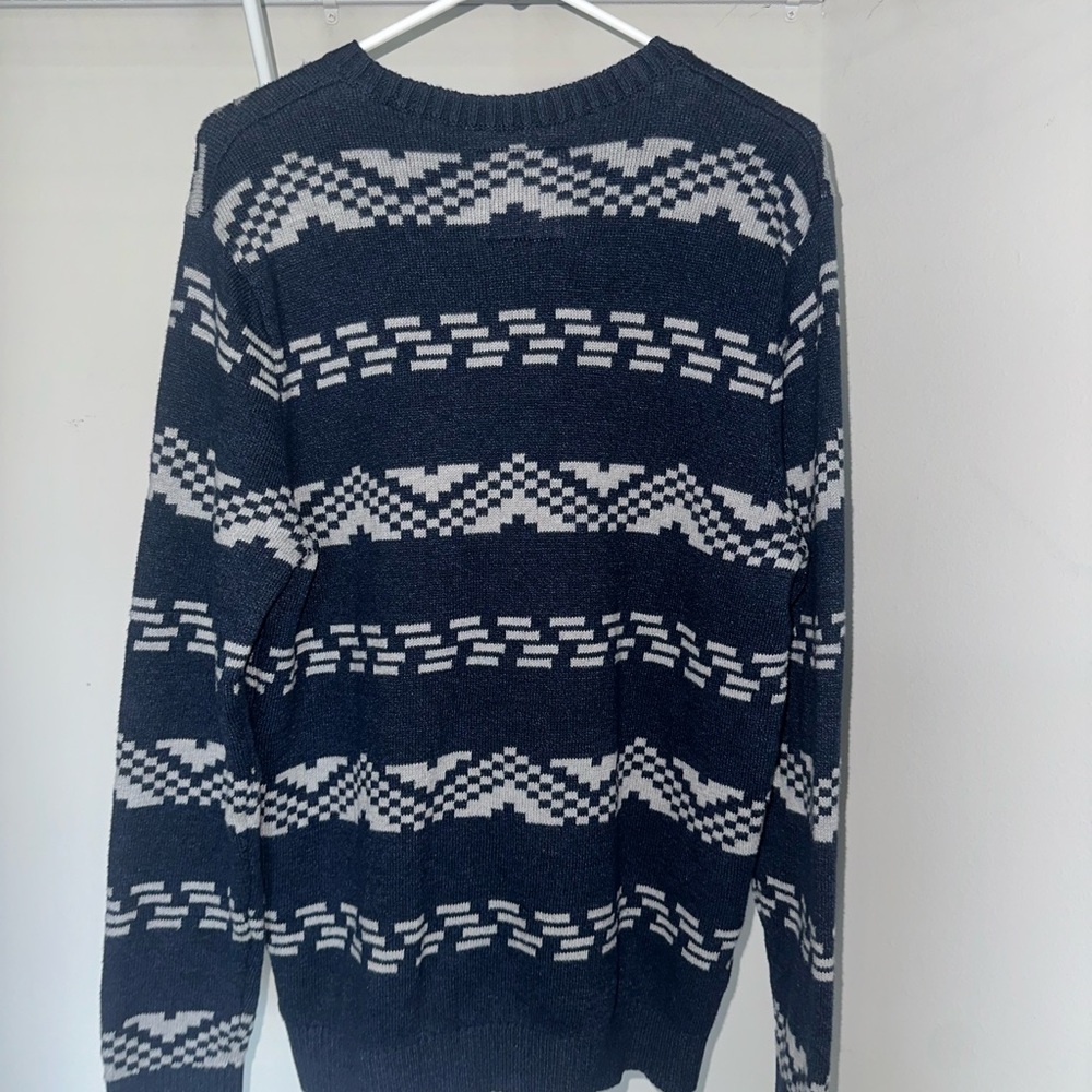 Men’s Hollister Navy Blue & White Crew Neck Pullover Sweater Size Large - Picture 4 of 8